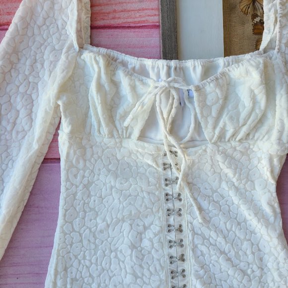 Princess Polly White Don't Be Salty Burnout Velvet Cutout Bodycon Mini Dress 6US - Picture 10 of 11